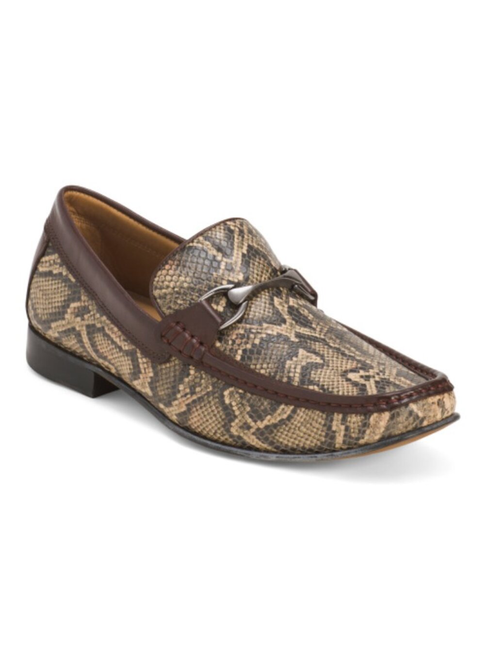 DONALD PLINER Men's Made In Brazil Leather Snakeskin Print Loafers With Horsebit